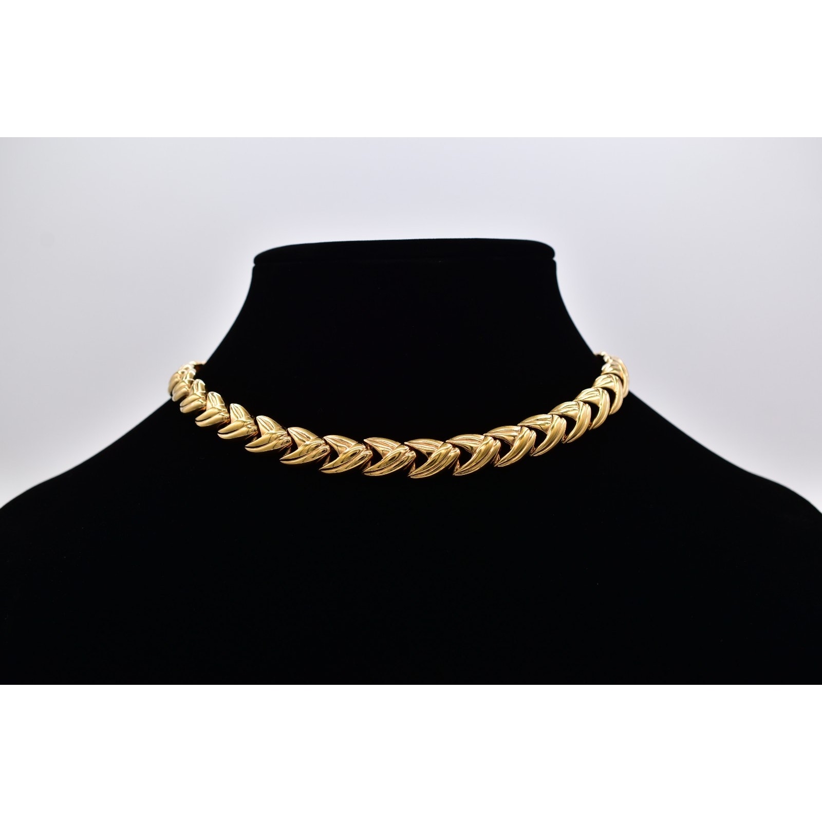 Krementz Vintage Choker Chain Necklace Linked Gold Tone Chunky Signed 60s Binbq